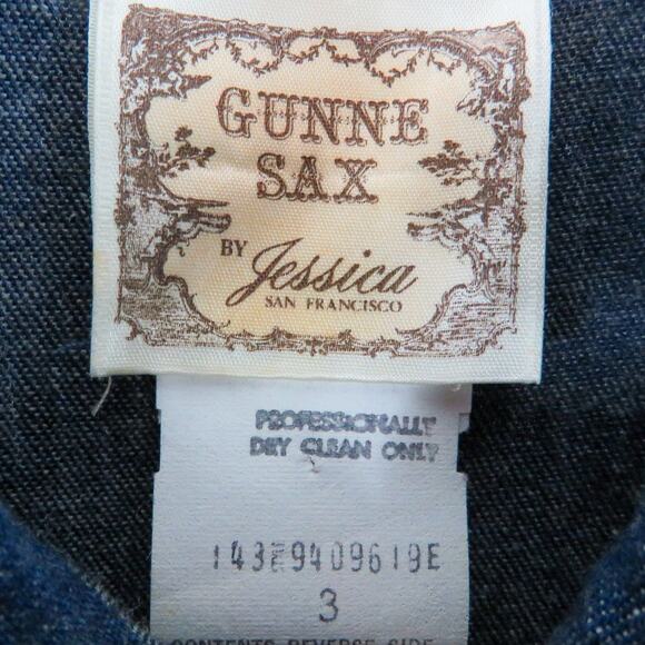 1970s Gunne Sax Vintage Blue Denim Calico Floral Trim Maxi Dress Prairie Dress 3 - Picture 7 of 12